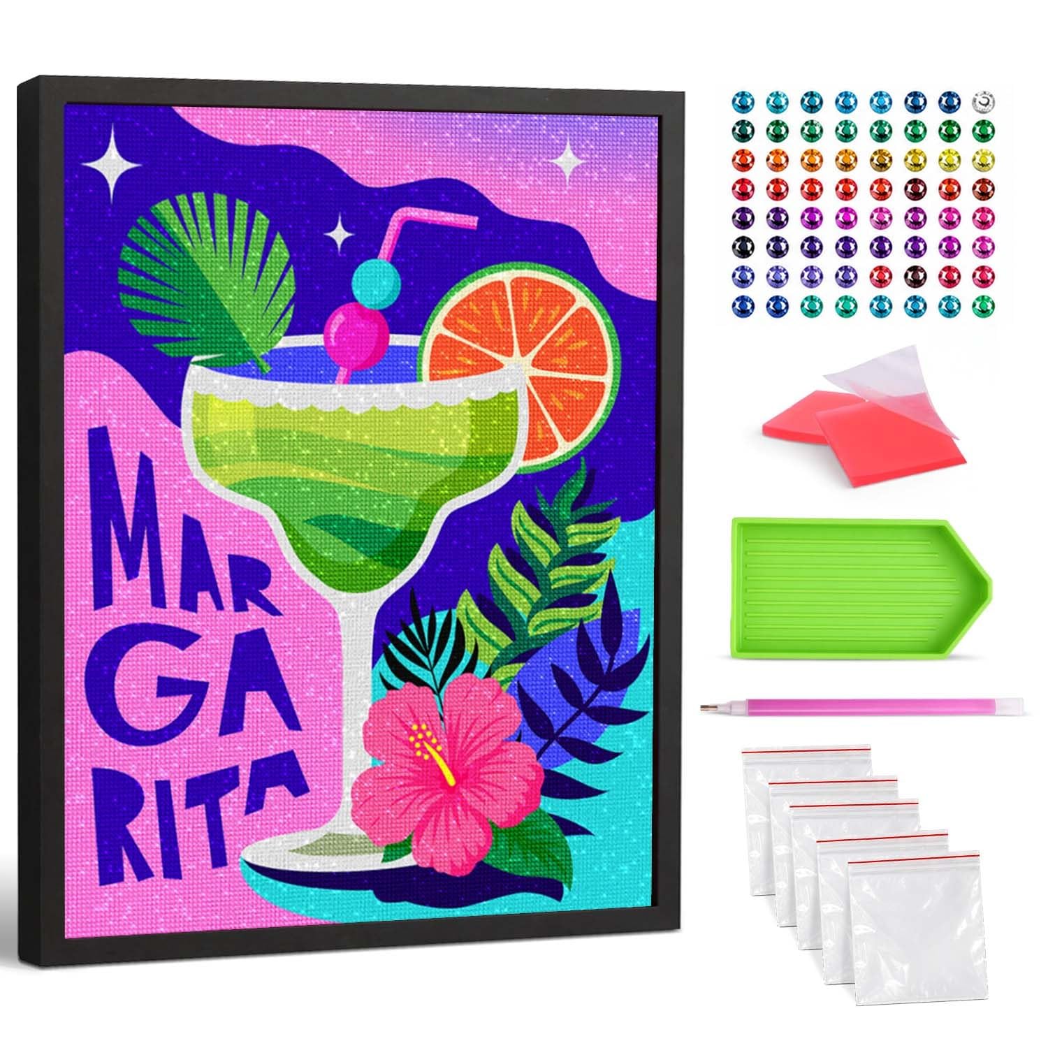 Splat Planet Margarita Diamond Painting Kit, Rhinestone, Framed Diamond Art, 5D Diamond Painting Kit, Home Wall Decoration,Arts and Crafts for Adults, Kids, 30x40cms