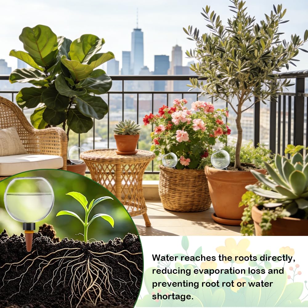 Lot de 4 Boules D'Irrigation pour Plant, 500ML Riego Automático para Plantas, Bolas de Agua para Plantas, Flores y Jardín, Ideales para Vacaciones, Polipropileno, Cono de Arcilla Transpirable