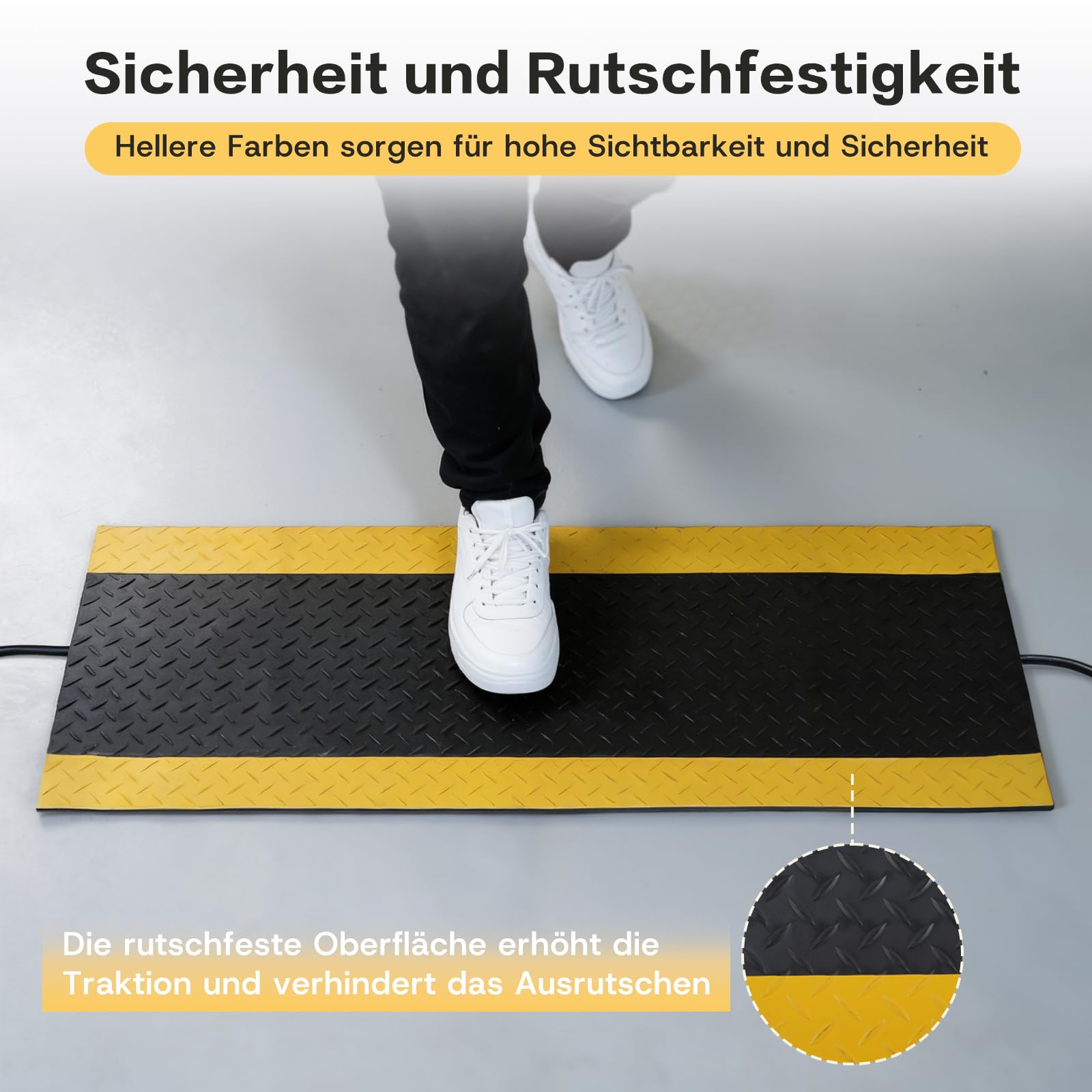 Kabelbrücke Kabelschutzmatte 1200 x 400 x 5 mm, PVC Gummi Kabelkanal Boden, Anti-Rutsch Profil Kabelbrücken für sicheren Kabelschutz