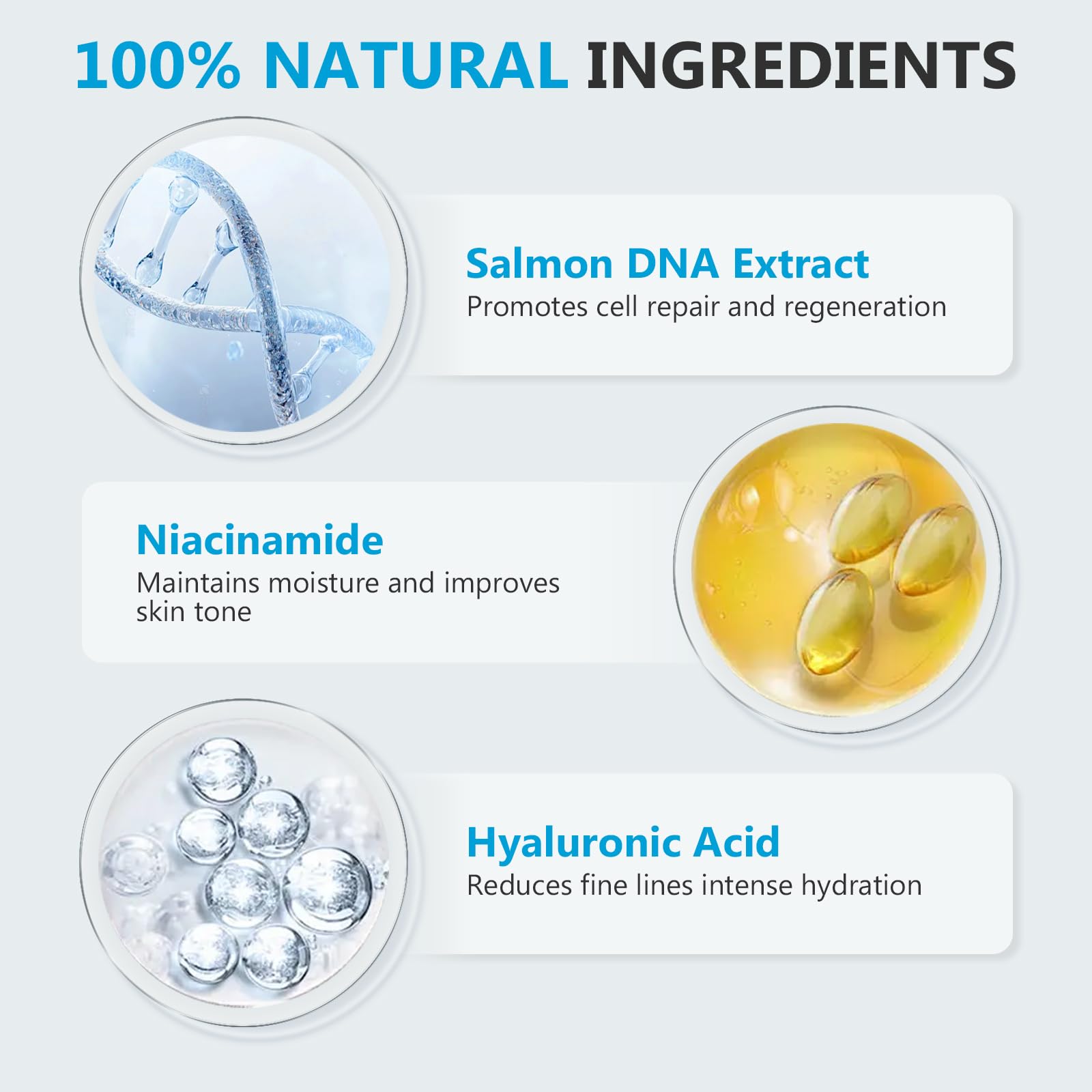 Salmon DNA Serum - Hydrating Facial Ampoule with Collagen, Glutathione & Hyaluronic Acid - Supports Skin Elasticity & Diminishes the Look of Fine Lines