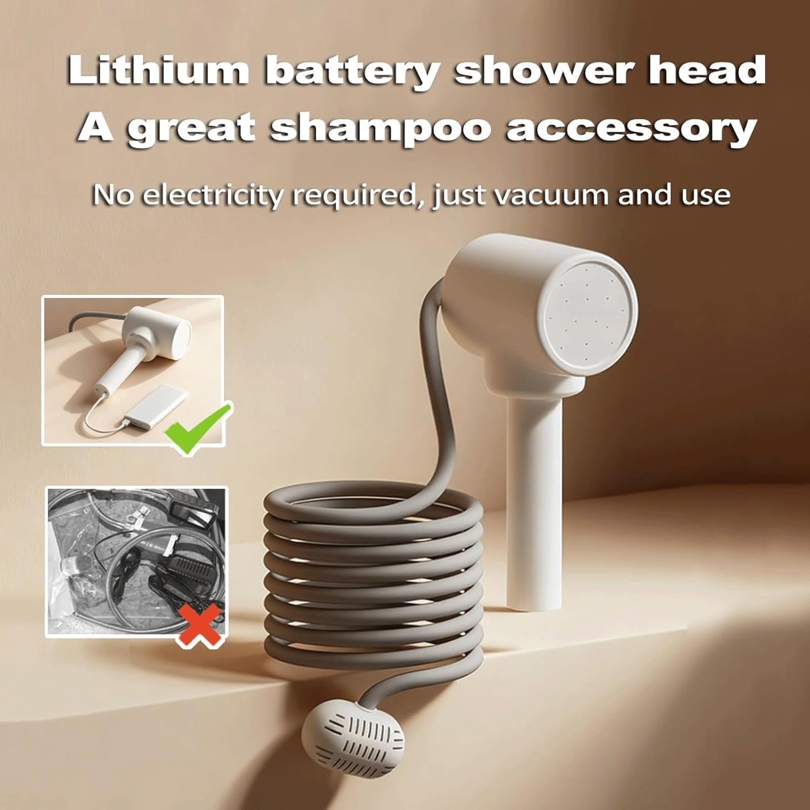 Attrezzatura Spa Capelli Termostatica, Lavabo Shampoo con Serbatoio 10L | Con Poggiatesta Regolabile in Altezza e Mobile, Doccia Ricaricabile & Tubo di Scarico da 40mm & Ruote, per Casa(brown)