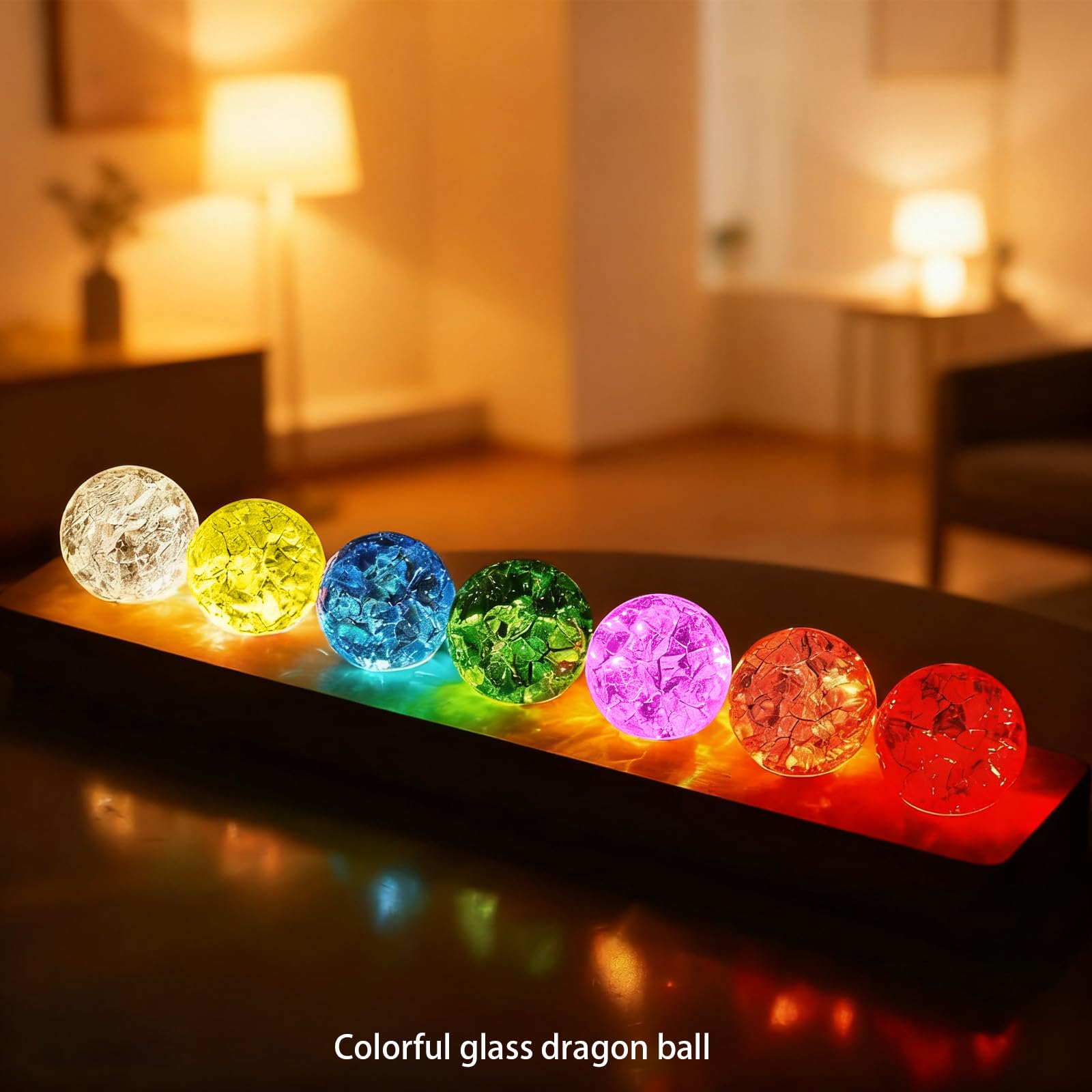 Kryształowa kula nocna 3D, 7 kolorowych szklanych kryształowych kul z drewnianą podstawą LED, 40 mm, kryształowe kule lodowe, kula lecznicza, szklana kula, kryształowa kula, lampka nocna, ornament