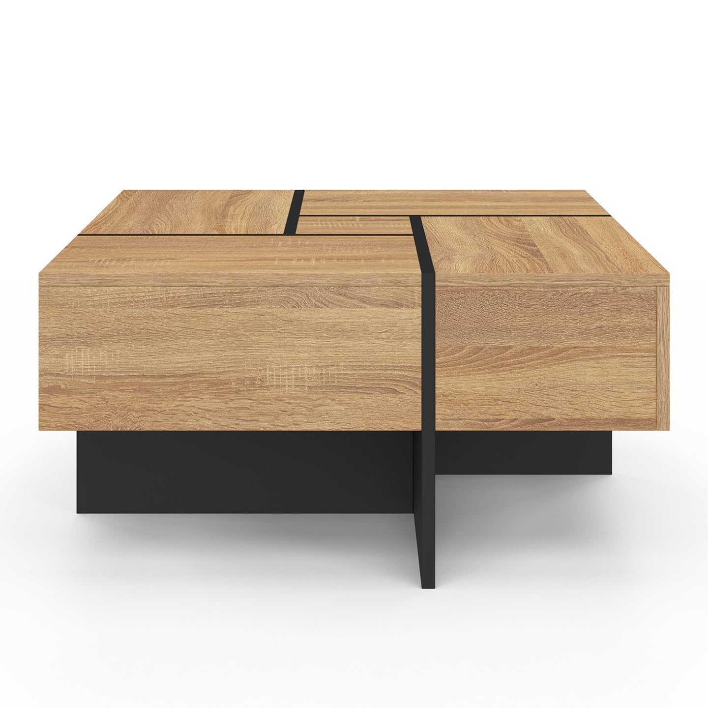 IDMarket - Table Basse carrée Talia 70 cm avec tiroirs Bois et Noir