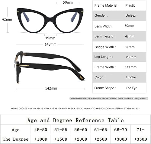 Miniatura 4 de COVESATO Gafas de lectura de gran tamaño con diseño de ojo de gato para mujer, a la moda, con bloqueo de luz azul, lectores de computadora (paquete