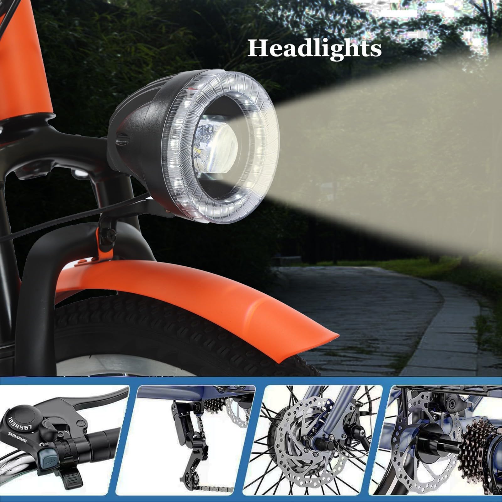 Tricycle électrique motorisé à 3 Roues Mobility pour Adultes et Seniors, 61 x 5 cm, Batterie Amovible 36 V/13 Ah, Panier Avant, Porte-Bagages arrière, Orange