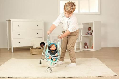 Miniatura 4 de Miniland Cochecito de muñeca en color menta hasta 15 pulgadas Muñecas. Estructura plegable con rueda direccional fabricada en aluminio y telas