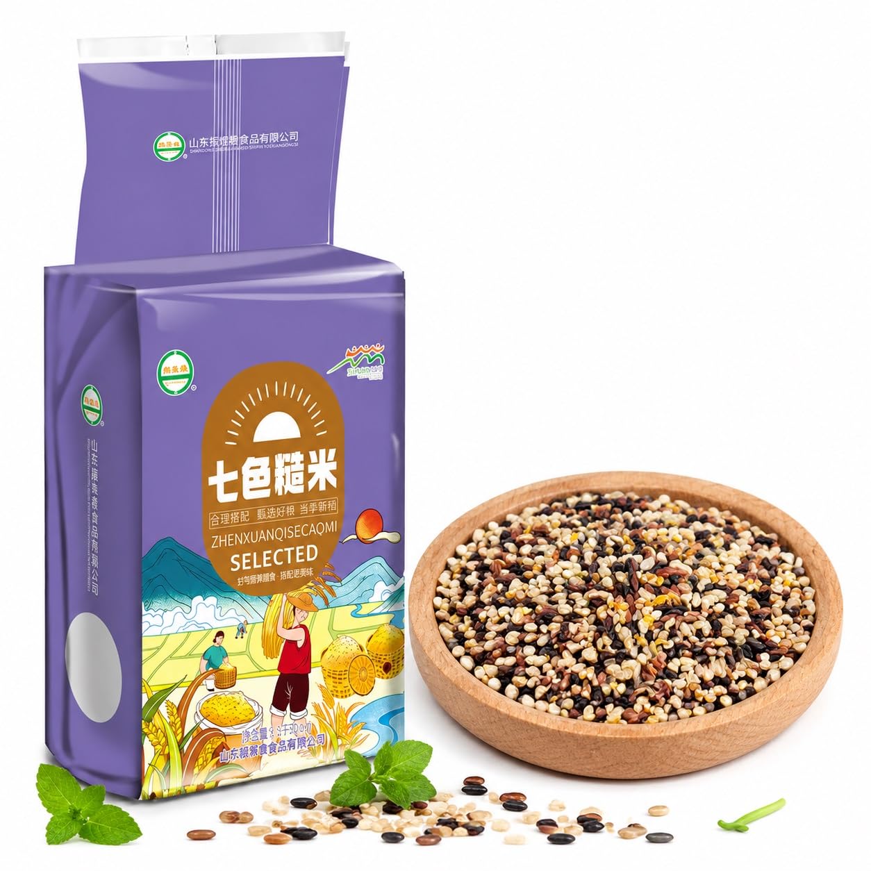 500 g de mezcla de arroz integral de siete granos, grano entero 7 en 1 recién molido del noreste de China