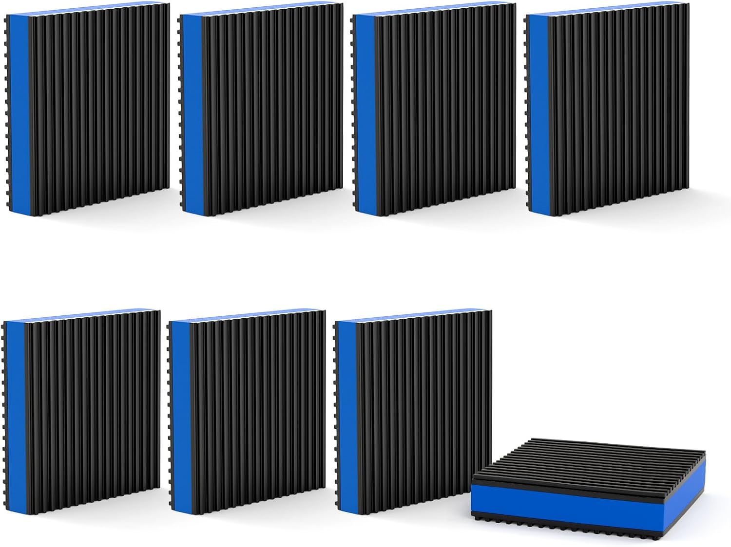 8Pcs Rubber Anti-Vibration Pads, 4"x4"x7/8" Heavy Duty Vibration Isolation Pads, Sound Isolation Ribbed Rubber Mats with EVA Center for Air Conditioner,Compressors,HVAC,Treadmill,Washer,Dryer