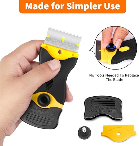 Miniatura 5 de Rascador de cuchillas de afeitar de plástico de 2 extremos, herramienta de raspador de plástico con 40 cuchillas de afeitar de metal y plástico,