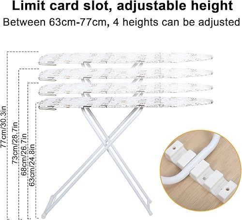 Miniatura 6 de Tabla de planchar plegable con cubierta resistente al calor, mesa de planchar ajustable de 42 pulgadas con pies antideslizantes, compacta para