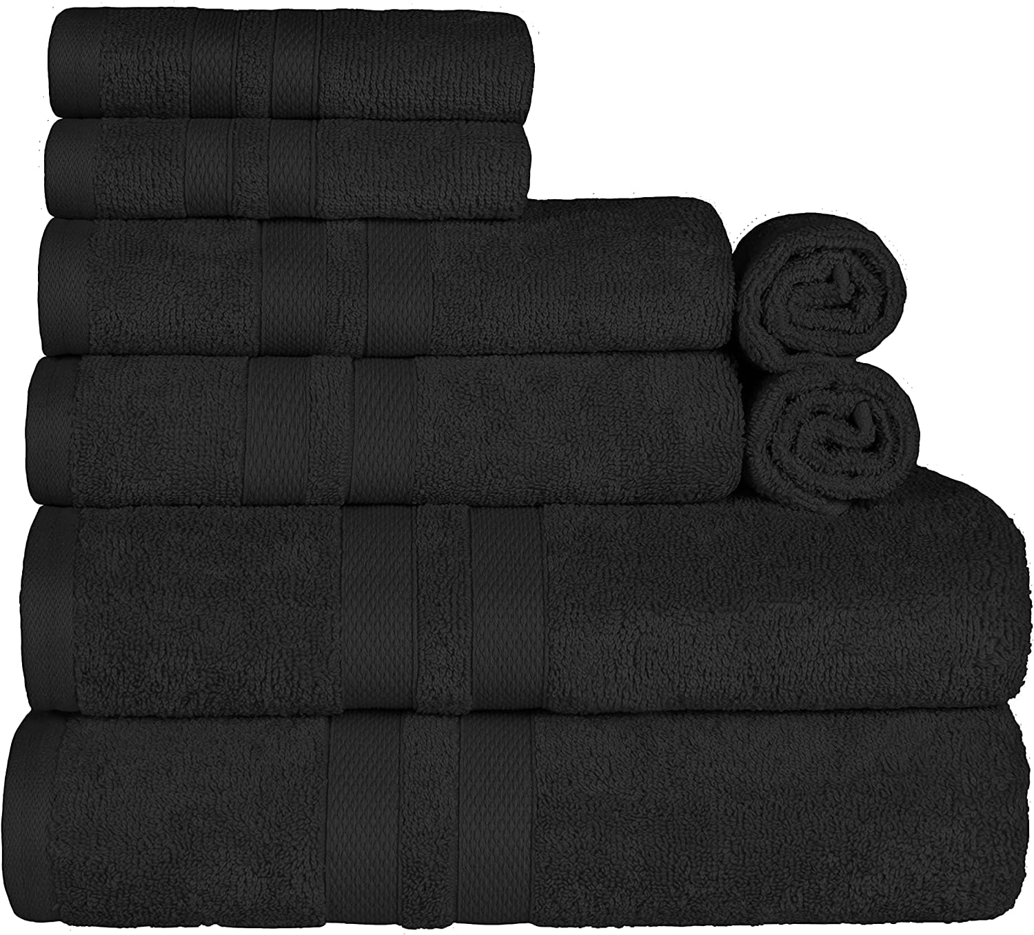 Wholesale Trade Dealz 8 Pcs Towel Bale Set Pure Egyptian CottonFace Hand Bath Towel Set Multipurpose Quick Dry Towels 500 GSM (Black, Cotton)