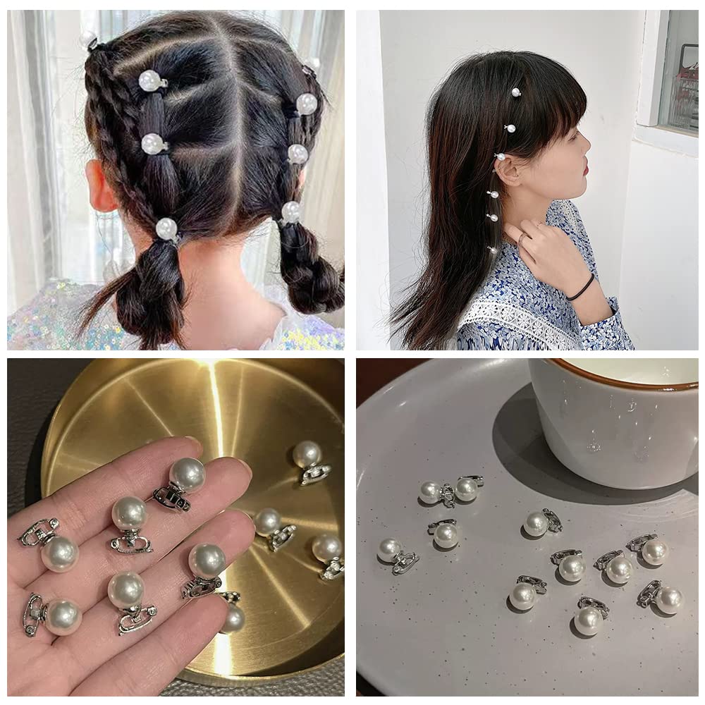 Lot 10 Mini Pinces à Cheveux Perlées – Motif Floral – Blanc – Mariage Fille