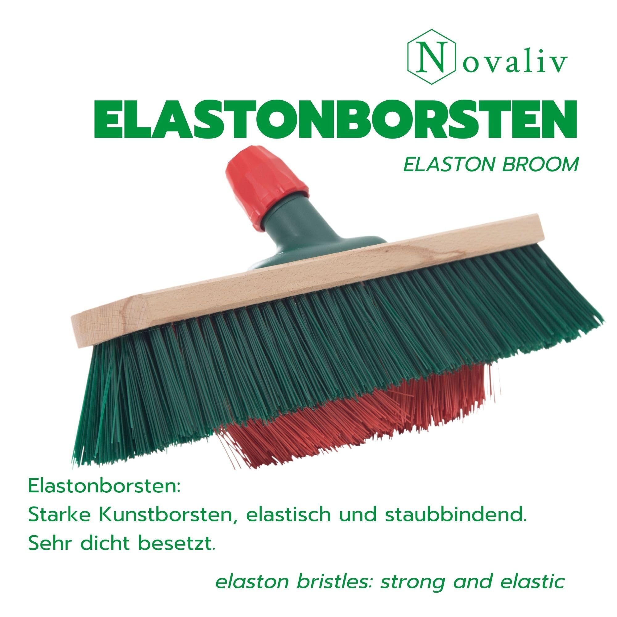 Novaliv Gartenbesen Elaston 40 cm Besenkopf 3 Stück mit V-Borsten Elaston Ideal als Besen draußen Straßenbesen Harte Borsten Terassenbesen Hofbesen Stallbesen Kehrbesen Industriebesen Outdoor Broom
