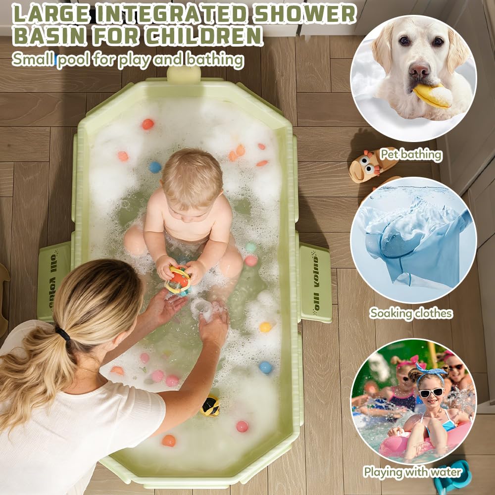 NAVESO Baignoire Pliable Bébé 75x45x25 cm Portable 0-5 Ans XXL avec Bouchon Vidange