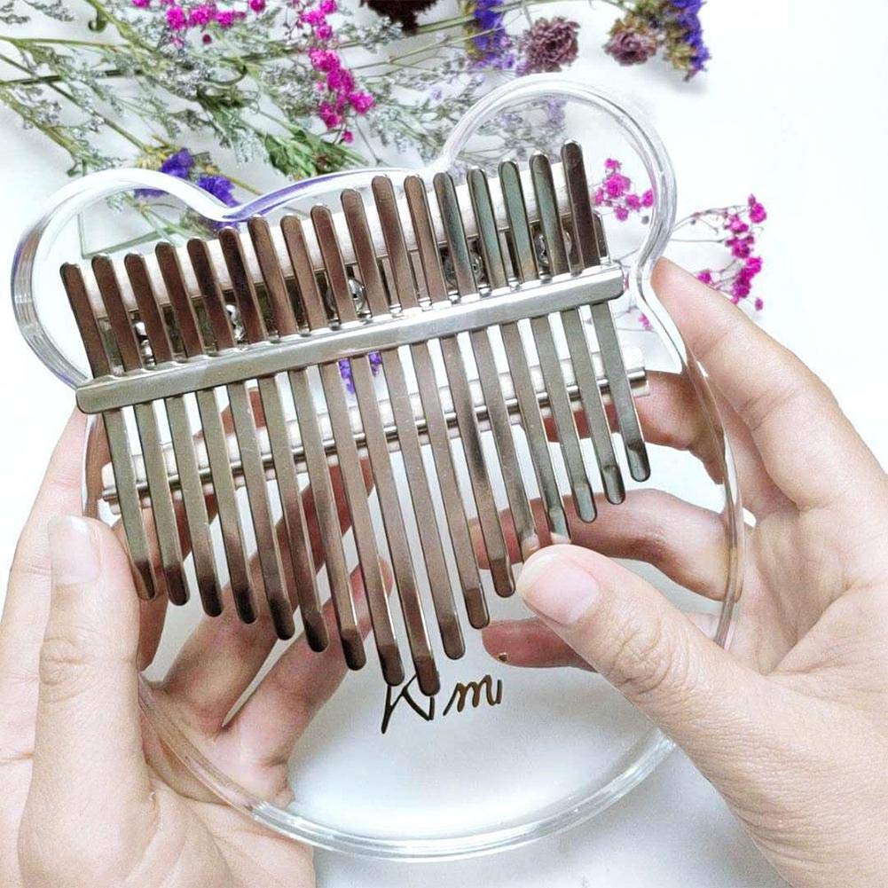 Kalimba 17 Tasten Acryl Daumenklavier mit Tuner Hammer Gig Bag Transparent Katze für Anfänger