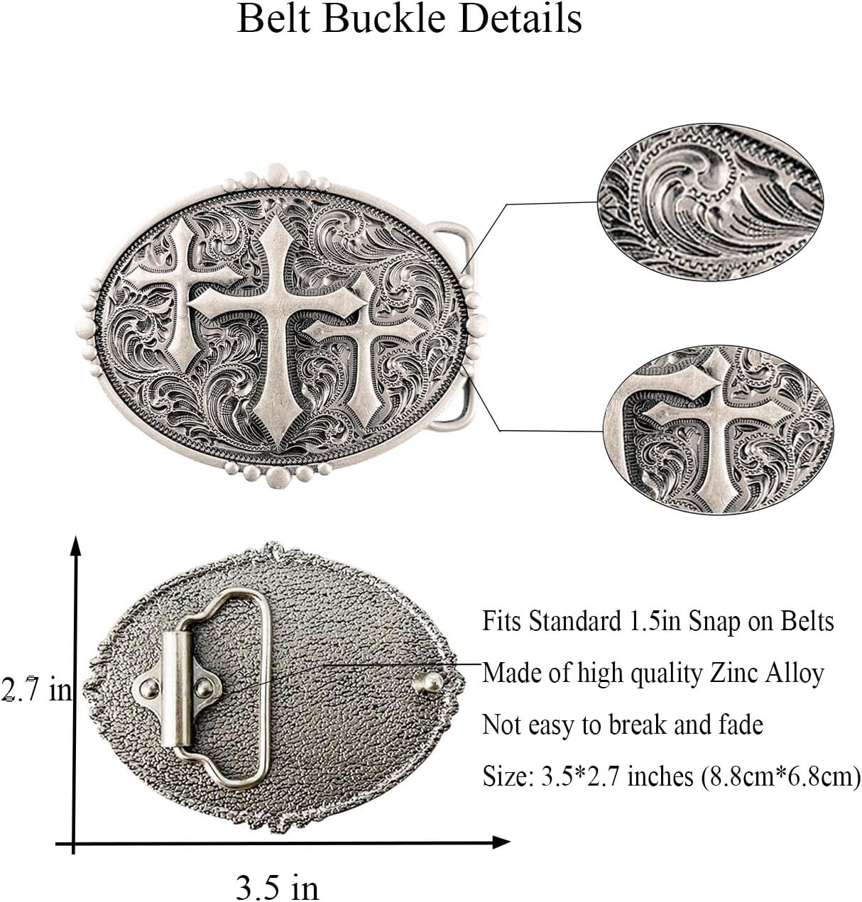 TOPACC Western Belt Buckle Cowboy Vintage Cowgirl Belt Buckle 1.5 in Novelty for Men Women - Image 3