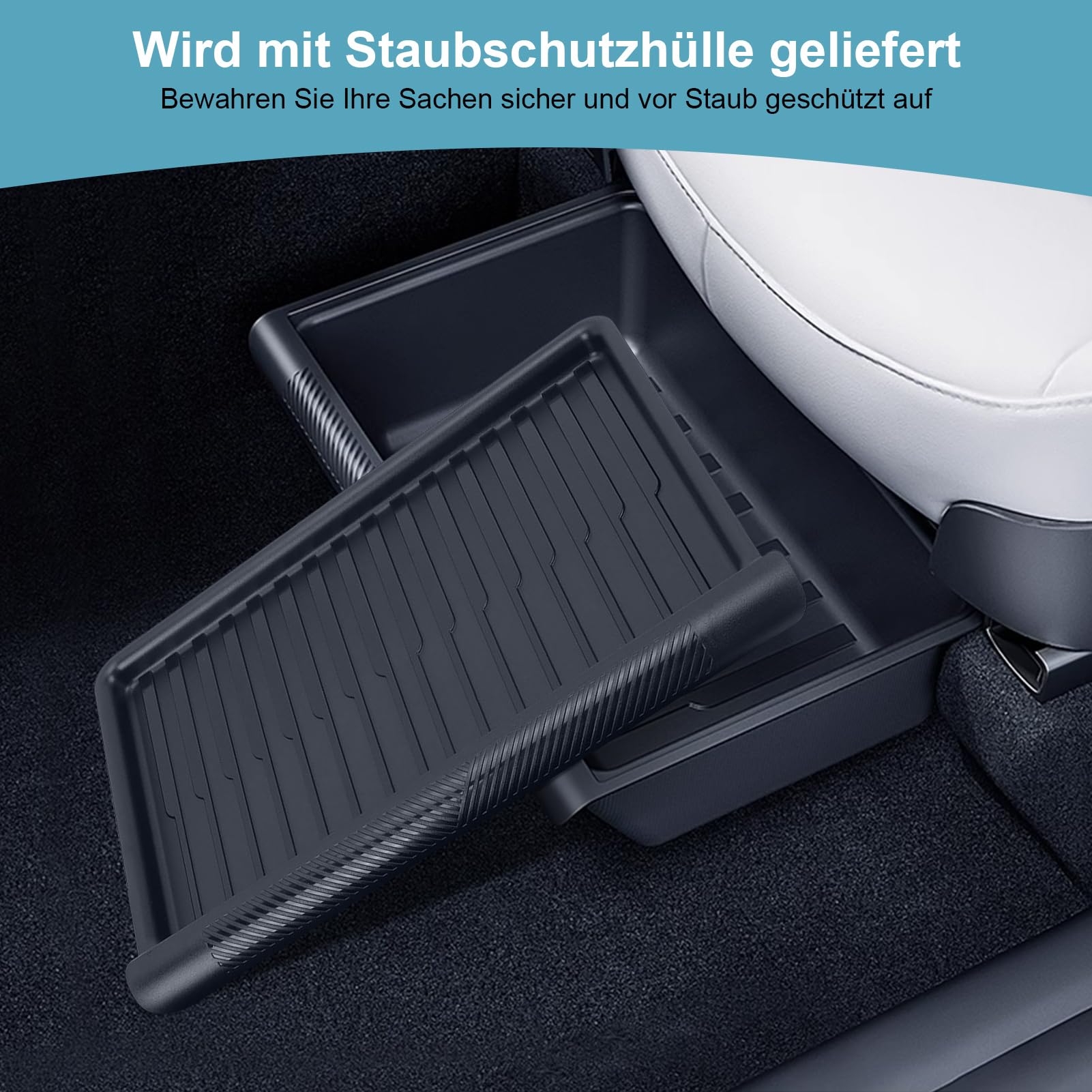 Ejoyous Caja de Almacenamiento Debajo del Asiento para el Modelo Y 2021-2024, Almacenamiento Debajo del Asiento Modelo Y con Tapa, Bandeja de Almacenamiento Oculta Debajo del Asiento