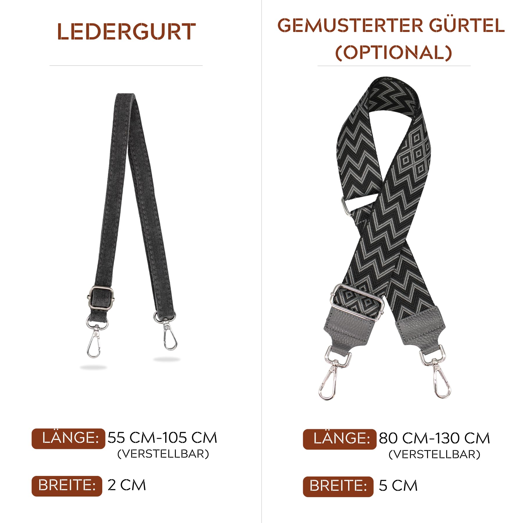 Brise Art AFIA Suede Bauchtasche Wildleder Handgefertigt Crossbody Bag | Damen Umhängetasche, Echtes Wildleder, Schultertasche mit Ledergurt & wahlweise gemustertem Riemen, 3 Fächer, Made in Italy