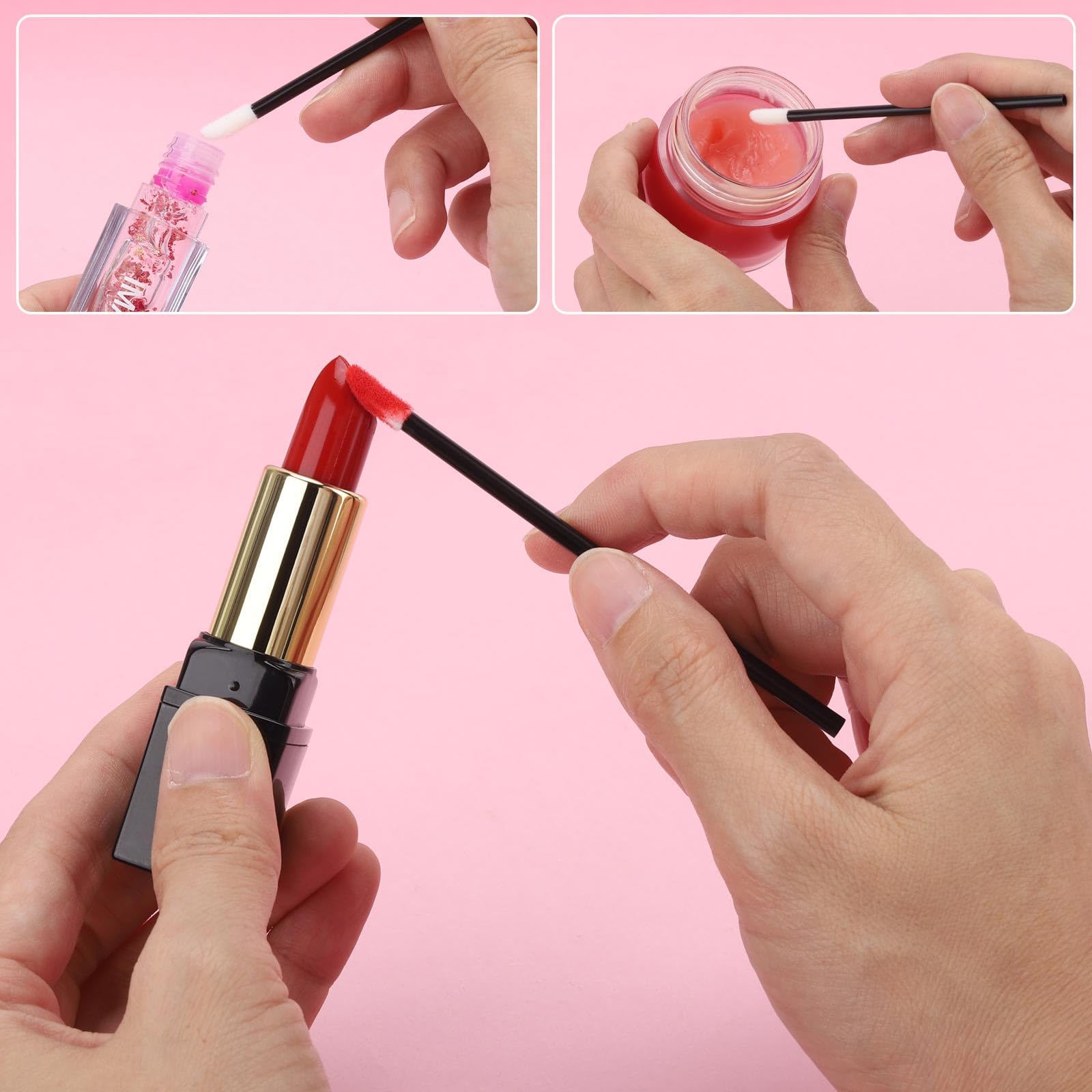 Lip Brushes 300 Pcs Lipstick Applicator Lip Gloss Wands (Black), 300 Count (Pack of 1) - Image 3
