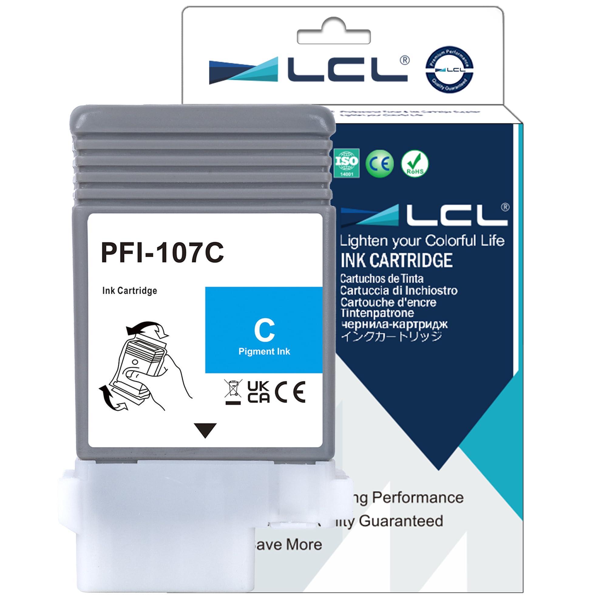 LCL Cartucho De Tinta Compatible PFI107 PFI-107 PFI107BK PFI-107BK 6704B001 130ML 2Negro Reemplazo Para Canon ImagePrograf IPF 670 IPF 670 MFP L 24, 670 Series IPF 680 IPF 680 Series IPF 685