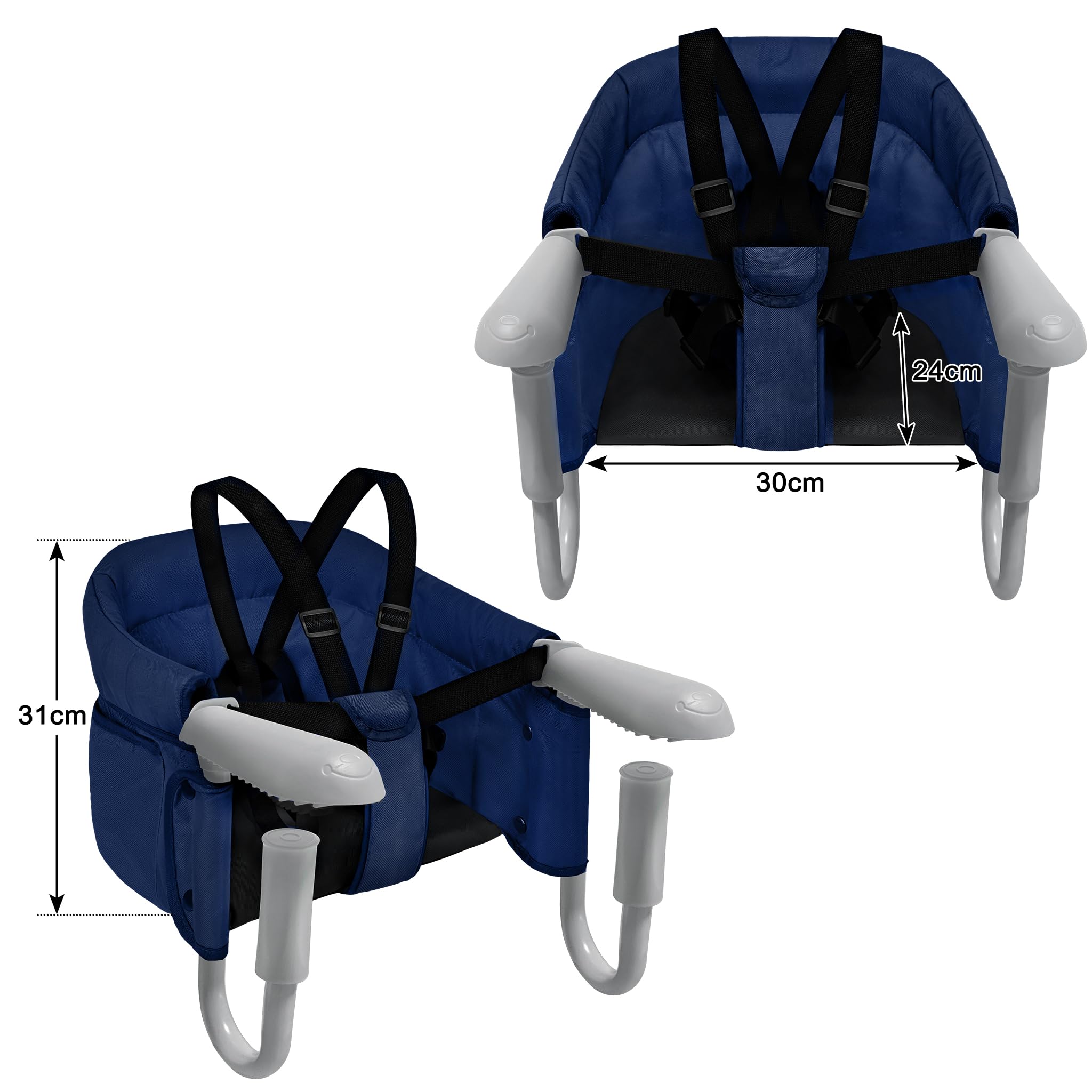 LZQ Seggiolino da tavolo per bambini da 6 a 36 mesi, pieghevole, per tavoli da 2 a 8 cm di spessore (blu)