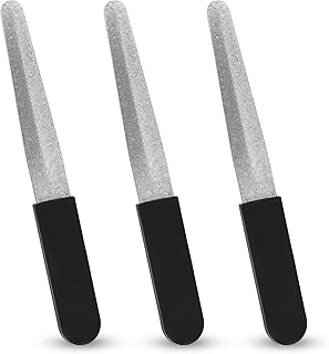 3PCS Fingernail Files, Metal Nail File for Natural Nails, Diamond Fingernail Files with Non Slip Handle, Finger Nail Filers for Women Men, Sapphire Grit Nail Filers Gift