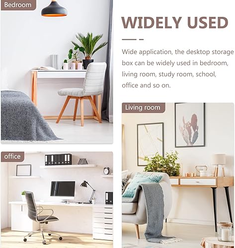 Miniatura 7 de STOBAZA Organizador de escritorio estacionario Kawaii con cajón, compartimento de mesa de madera, almacenamiento de maquillaje, organizador de