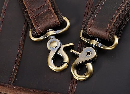 Miniatura 8 de Polare Modern - Maletín para portátil de 17 pulgadas con piel de grano completo y cremalleras YKK de primera calidad, Marrón oscuro (se ajusta a una