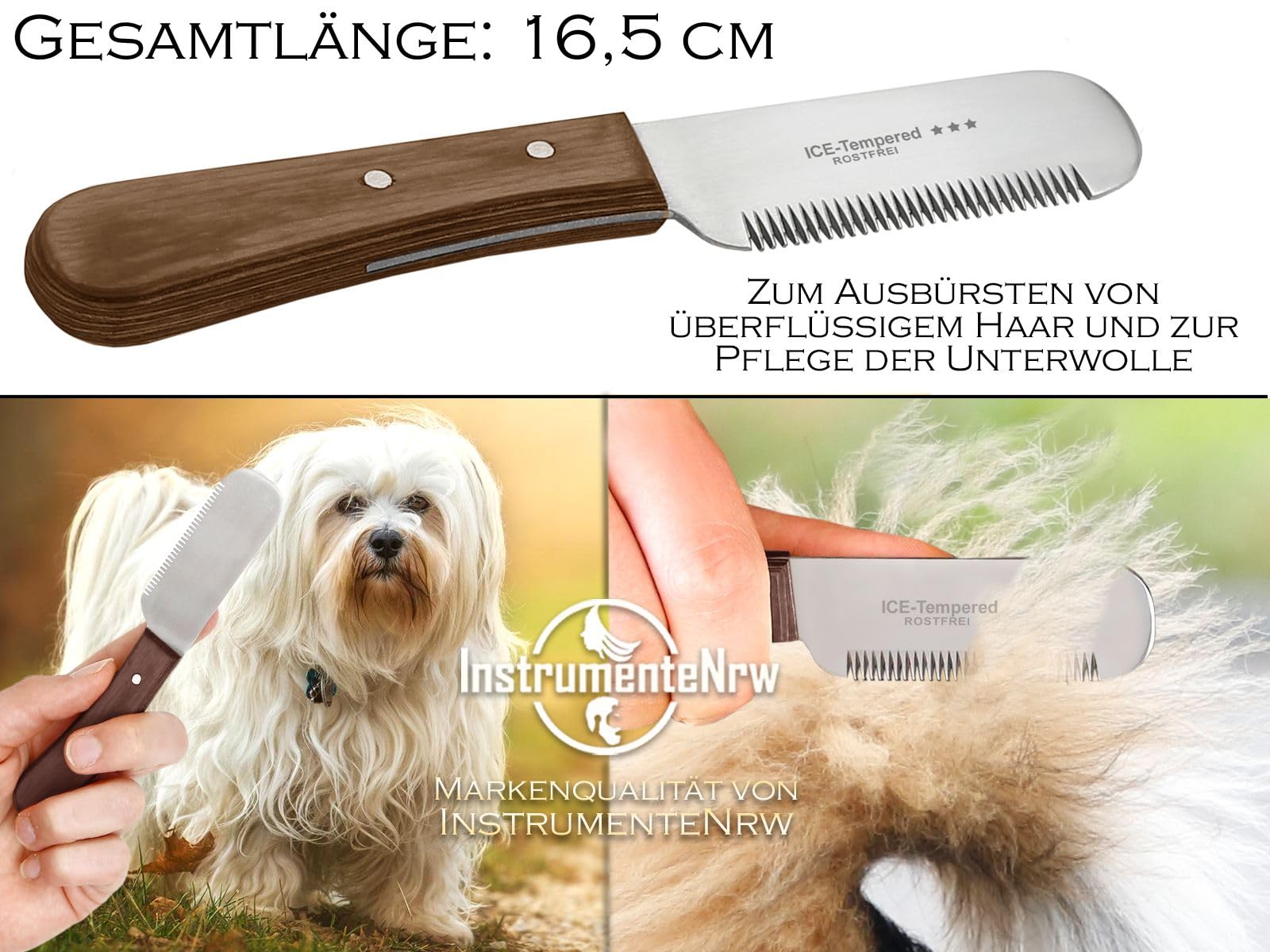 Trimmmesser Set für Hunde und Katzen 3-teiliger Satz Haustier Trimmer - Hundefellpflege Kamm - Unterwolle Fellmesser Hundeschere aus Edelstahl für Langhaar und Kurzhaar
