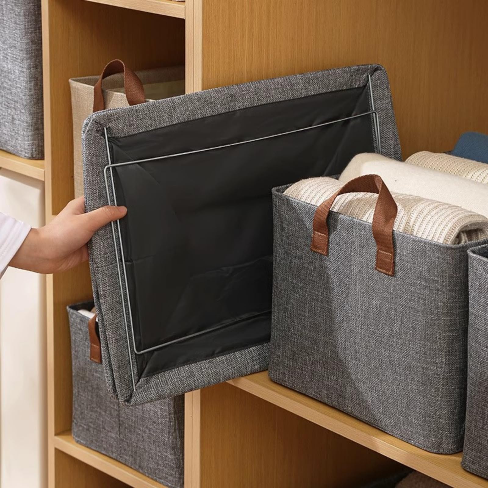 casa corner BoxyTidy - Boîte de Rangement Pliable Ultra Résistante，(30 x 46 x 20 cm), idéale pour ranger vêtements, jouets et fournitures de bureau