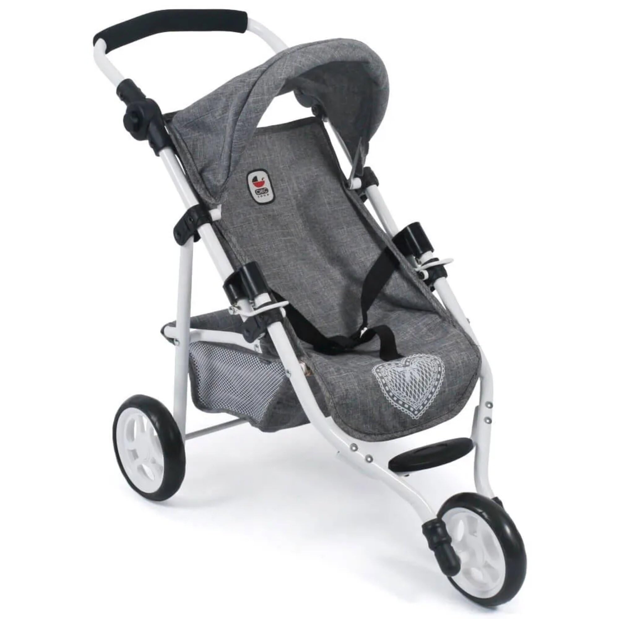Bayer Chic 2000 - Puppenbuggy Lola, Jogging-Buggy, Puppenjogger, Puppenwagen, Jeans grau, 70 x 33 x 62 cm | Sportlicher 3-Rad-Puppenjogger mit großem Sonnendach für Puppen bis 50 cm. Jeans Grau, wendig & robust. Tolles Design.
