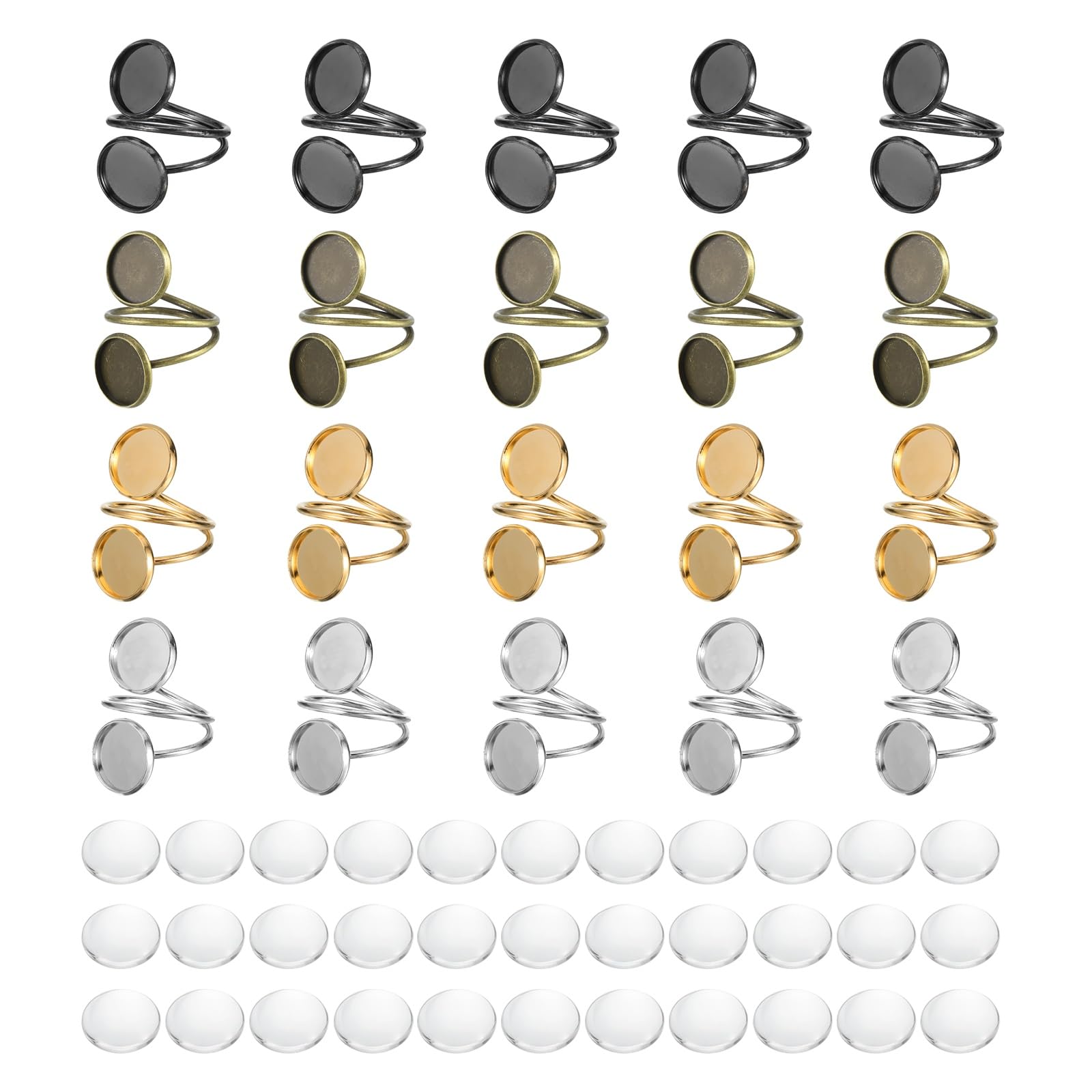 Anillo de cabujón ajustable con bases de bisel plano para diseños estables y cómodos