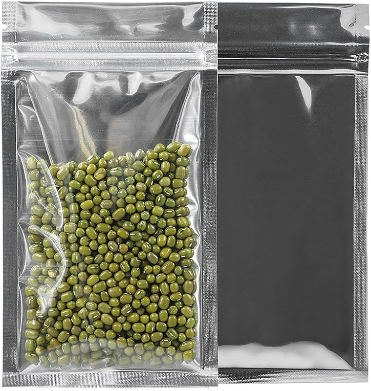 Resealable Zip Mylar Bag Food Storage Aluminum Foil Bags Smell Proof Pouches 100pcs(5.11x7.87 in)