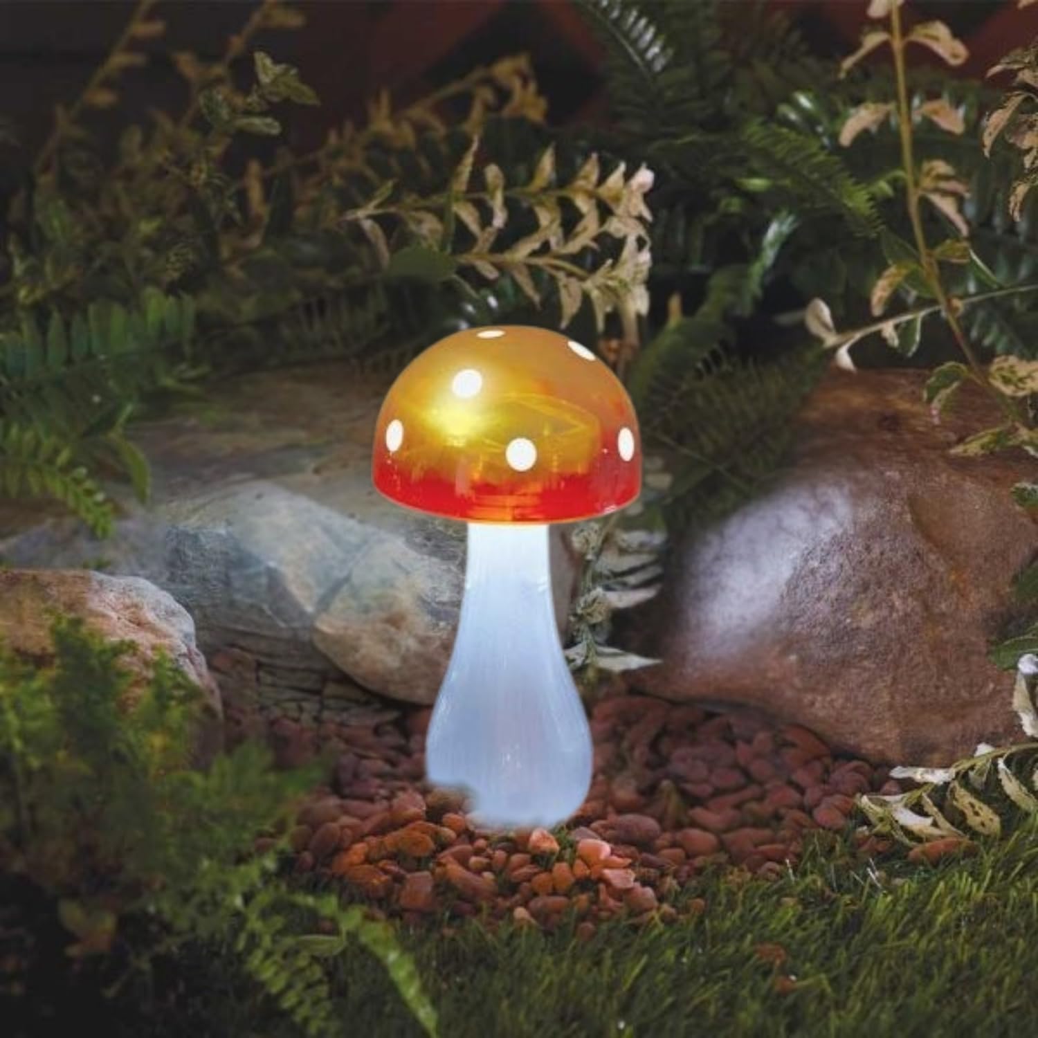 Garden Mile 1 Red Button Shroom Stake Light Red Button Mushroom Light Ornament Outside Pathway Lighting Mushroom Lights Outdoor Durable Garden Lights Solar Powered Waterproof For Patio Yard Flowerbed