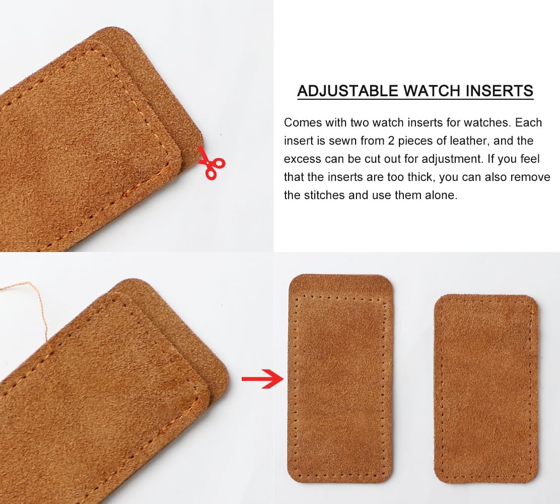 2 Slots Portable Travel Watch Box Full Leather Double Watch Case Pouch Watch Holder Organizer Storage Jewelry Wristwatch Roll Secure Storage Durable Easy Carry On Brown