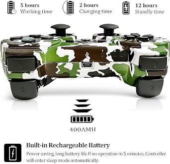 AUFGLO Gaming Controller for P-S3, Wireless Move/Motion Controller Gamepad with Upgraded Joystick Compatible with P-S - 3 (Graffiti + Camouflage)
