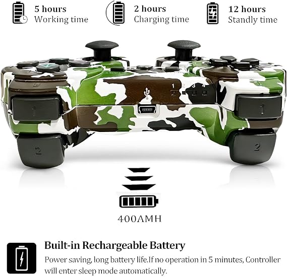 AUFGLO Gaming Controller for P-S3, Wireless Move/Motion Controller Gamepad with Upgraded Joystick Compatible with P-S - 3 (Graffiti + Camouflage)