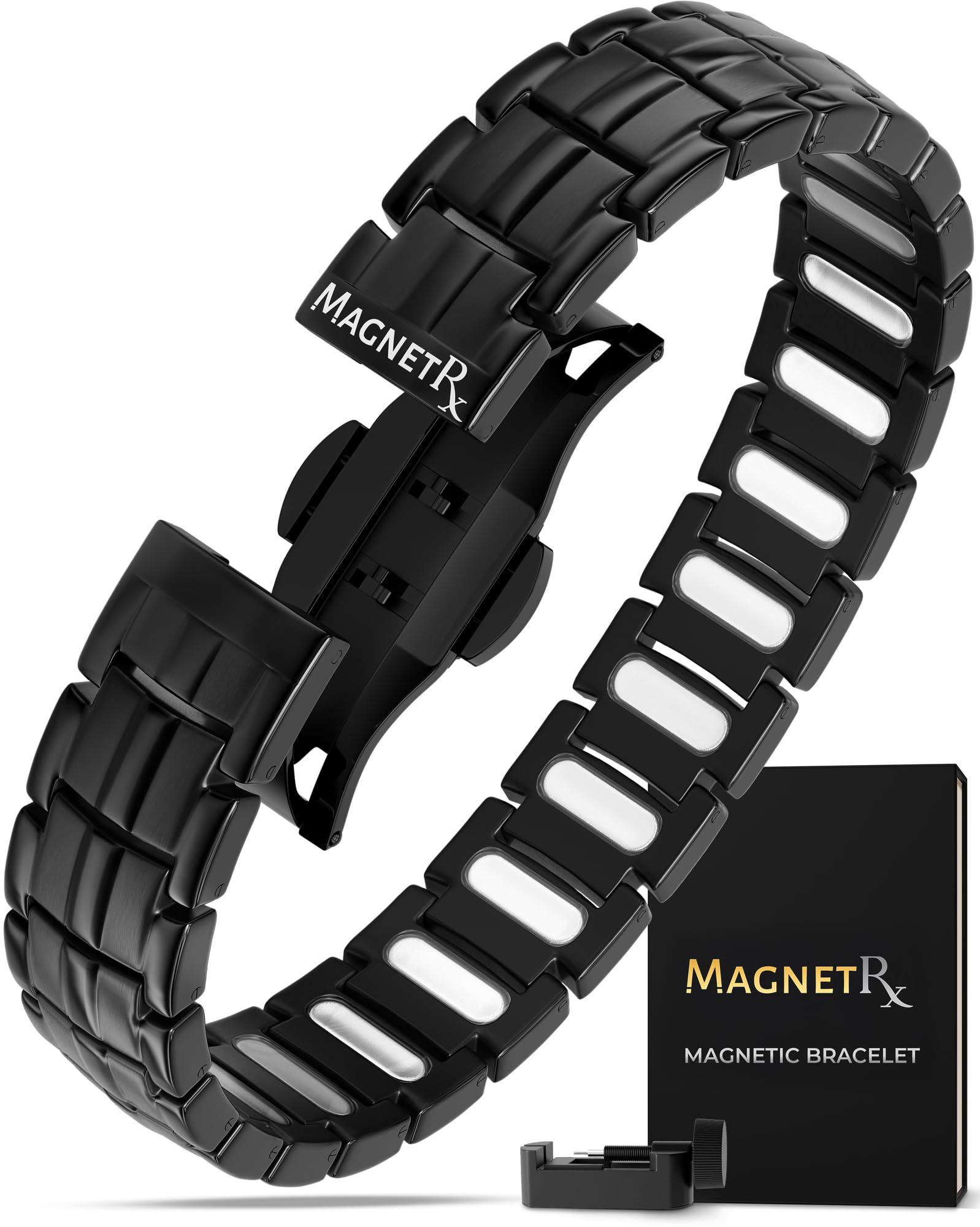 MagnetRX Magnetic Bracelets - EllipseMAX 5X Strength 5,000 Gauss Magnets - Designed in USA & PATENT PENDING - Premium Titanium Magnetic Bracelet & Adjustable Length