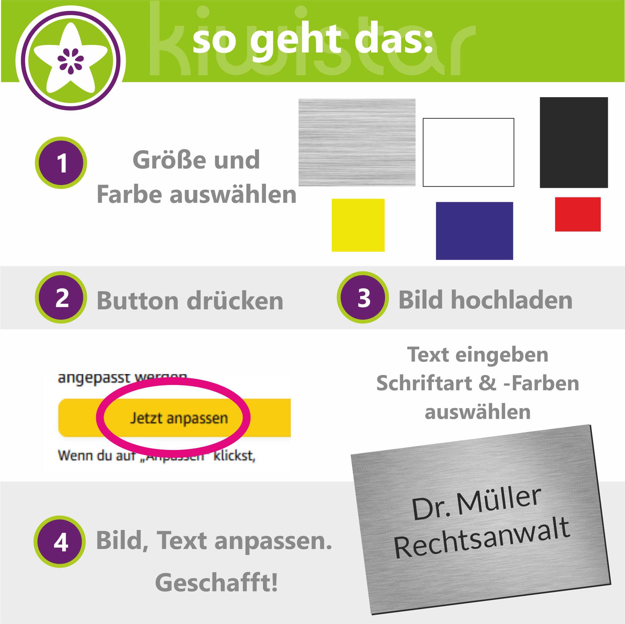 Kiwistar UG - Schilder selbst gestalten - Schild personalisiert 3mm - Firmenschild - DIN A1 quer - 840x594 mm bedruckt - personalisierte Geschenke - Dekoration Wohnung, Werkstatt, Büro - Firmenlogo