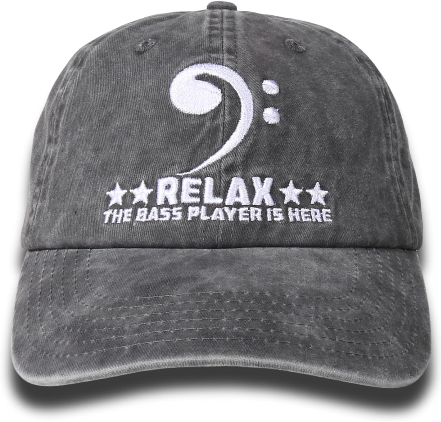 InnoBeta Bass Gifts for Bass Player Men & Women, Adjustable Vintage Baseball Cap Washed Cotton Embroidered Hat Grey