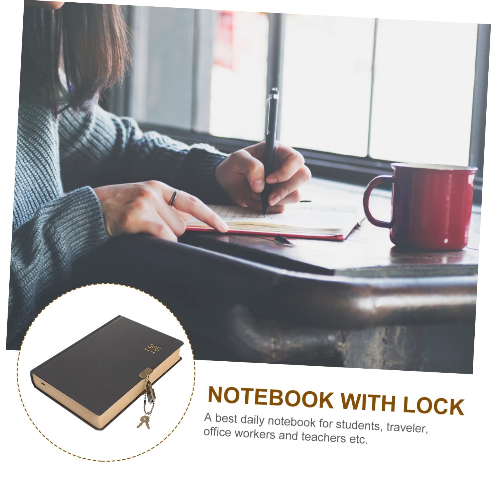 Diario con Lucchetto, Quaderno Portatile in Carta, 365 Giorni per Studenti e Ufficio, per Viaggio e Poesie Stili multipli