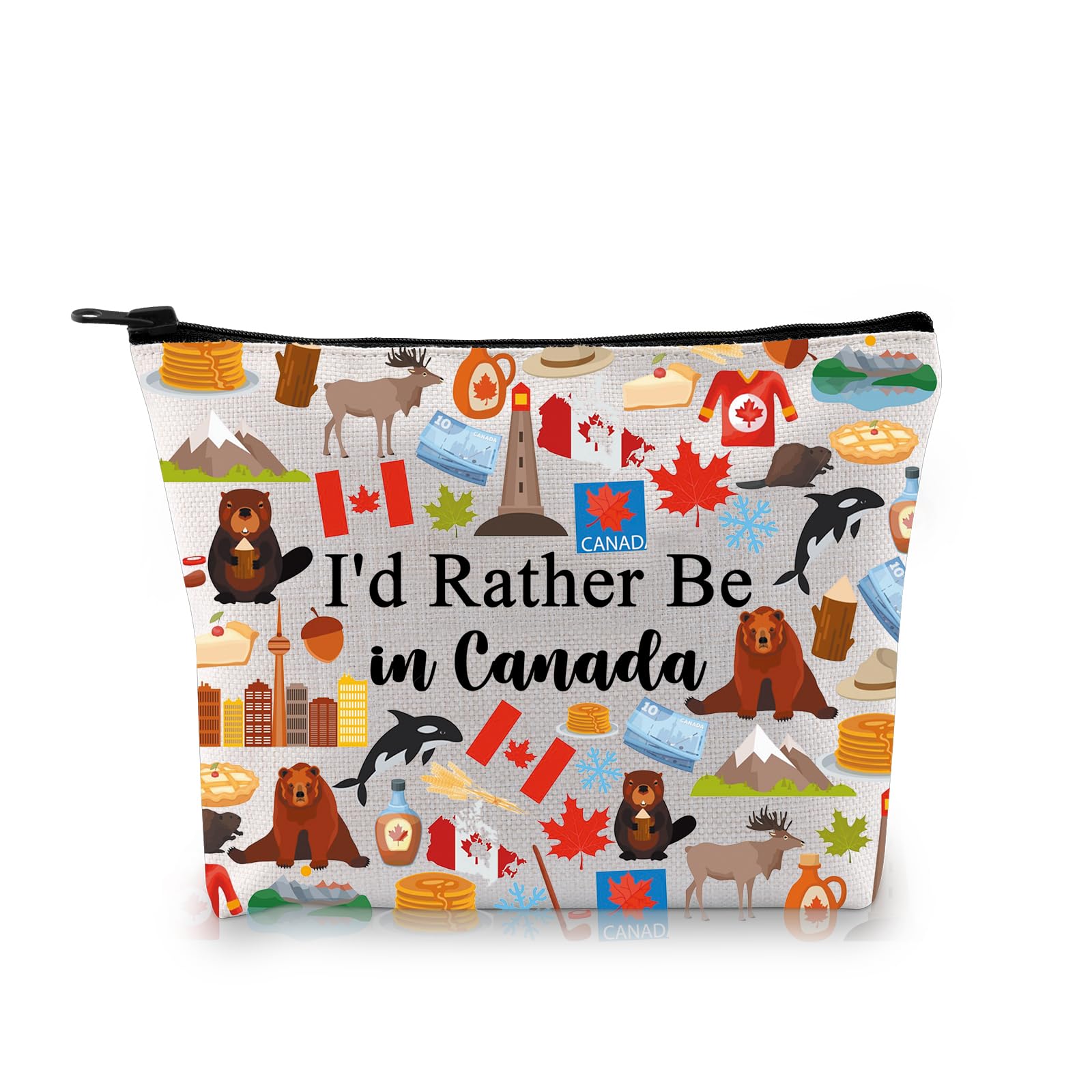 G2TUP Canada Travel Gift I'd Rather Be in Canada Makeup Bag Canada Lover Cosmetic Bag Canada Sightseeing Gift Canadian Gift (Be in Canada MB)