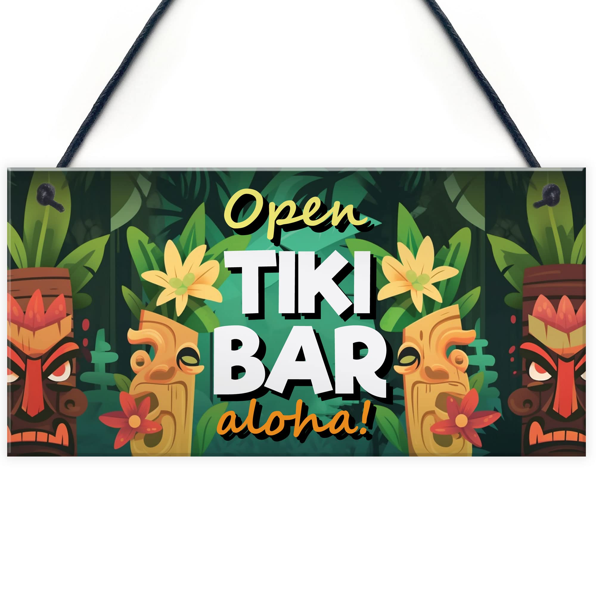 Red Ocean Aloha Tiki Bar Open Hanging Garden Sign Bar Pub Plaque Beer Cocktails Beach Decoration Sign Friendship Gift