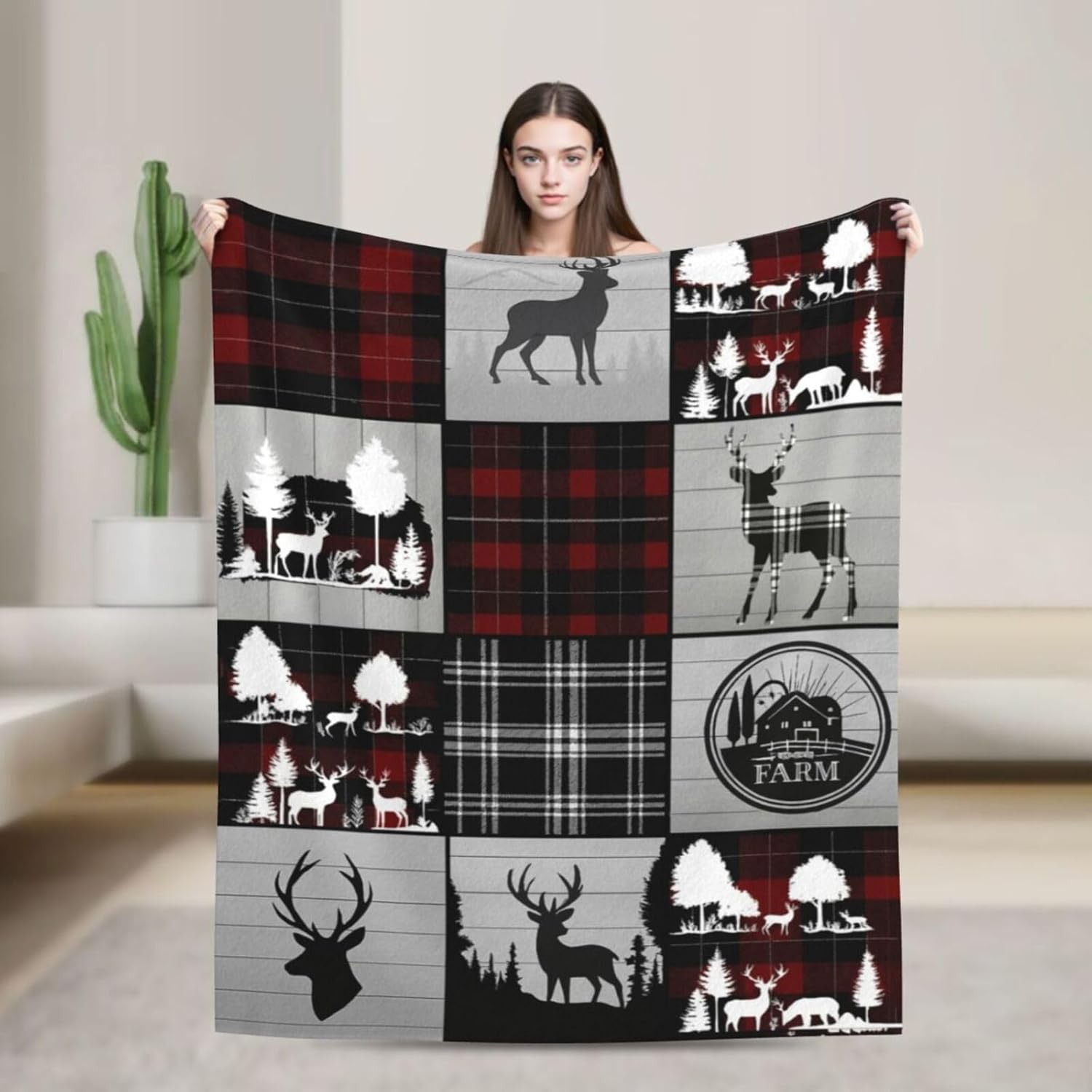 Rustic Cabin Blanket Deer Throw Blanket Wildlife Country Wild Forest Animal Decor Soft Cozy Fleece Fuzzy Plush Flannel Blankets Gifts for Women Girls Boys Kids Teens Adults 50"X40" - Image 8