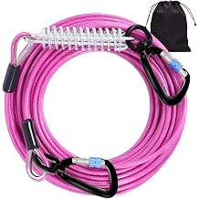 Snagle Paw 20FT Heavy Duty Dog Lead Cable with Shock Absorbing Spring & Swivel Hook, Dog Tether for Yard, Withstand 1000LBS Break Strength