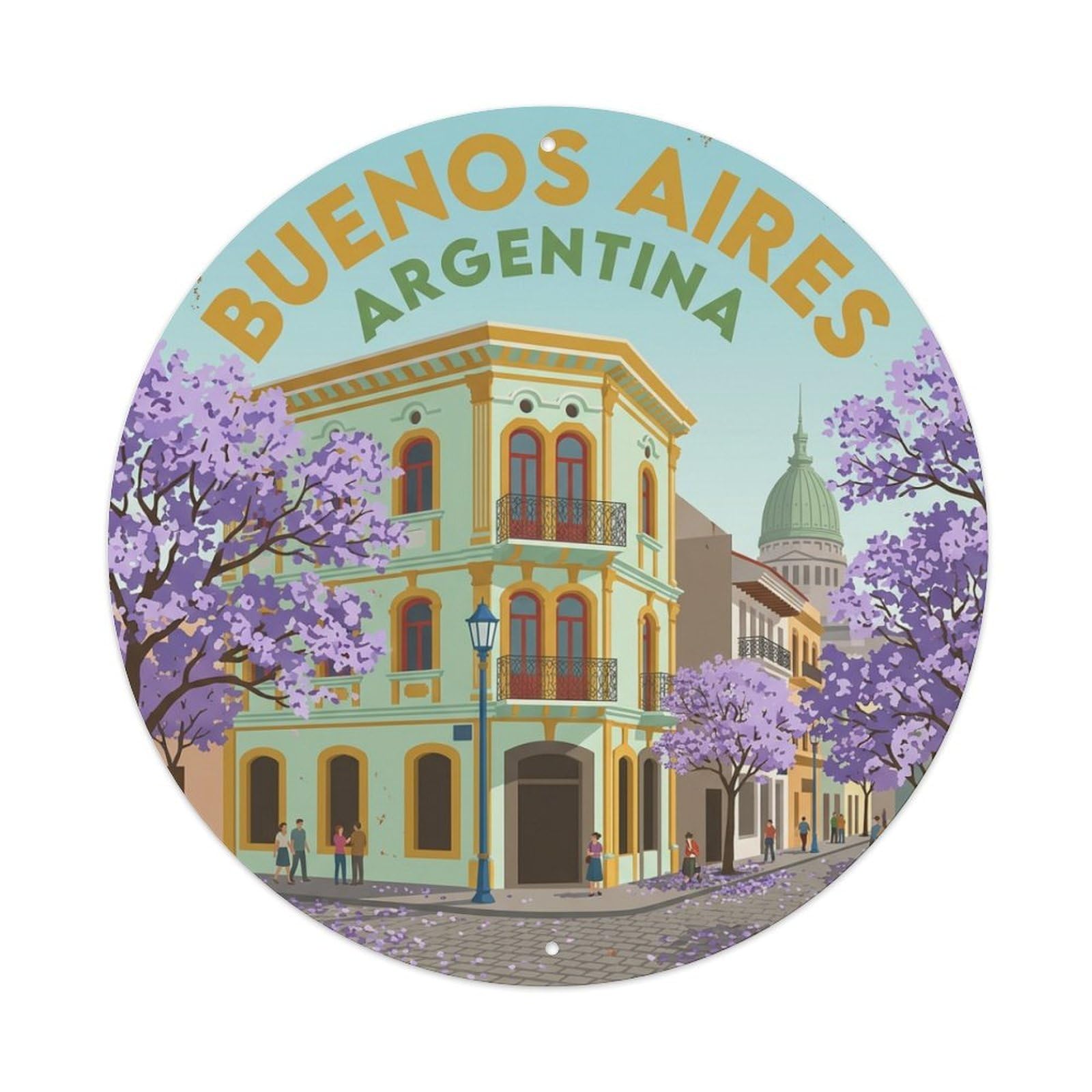 Vintage Travel Buenos Aires Argentina Spring Metal Tin Sign