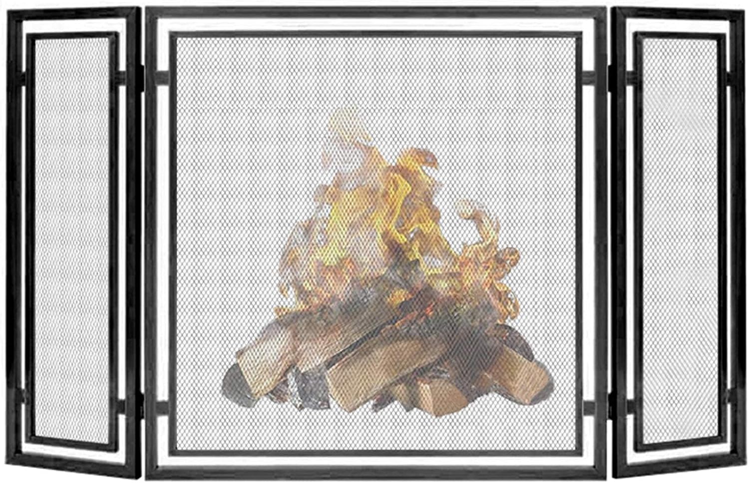 【専用商品】 大きな暖炉スクリーン 3 パネル、華やかな錬鉄製の金属製の暖炉の立ち