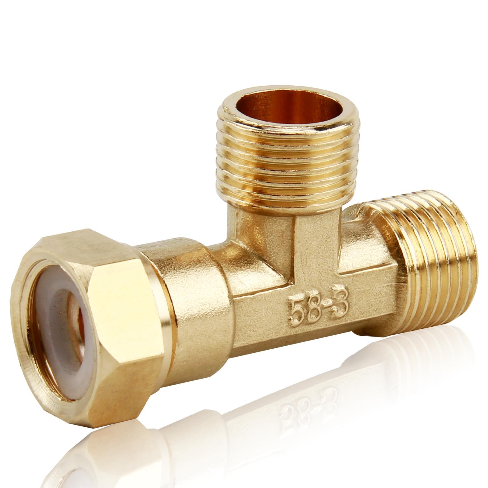 Conector en T de Latón Giratorio 1/2" NPT (Hembra x Macho x Macho), Adaptador de Tres Vías para Sistemas de Refrigeración, Aire Acondicionado y Fontanería, Alta Durabilidad y Resistencia, 1 Pieza