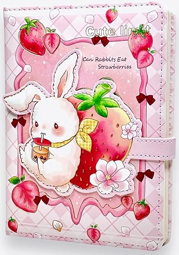 Lindo cuaderno kawaii, diario de conejo, diario de conejo para niñas, diario kawaii, lindo diario para niñas, cuaderno de diario de conejo, cubierta
