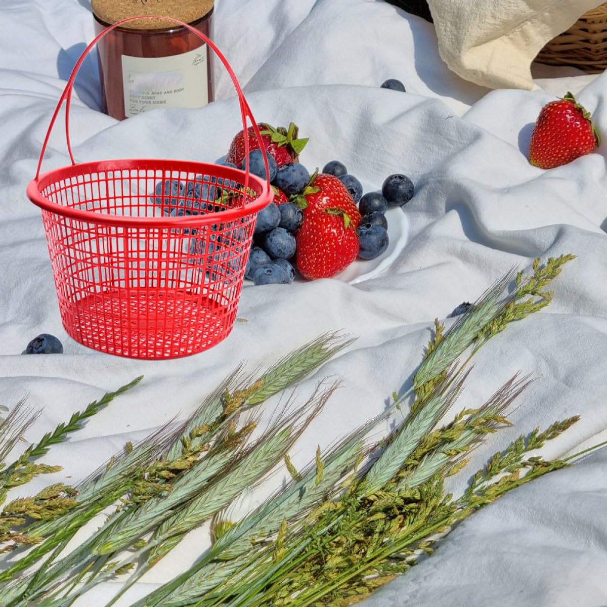 Cestino Rotondo per Raccolta Frutta 10 Pezzi in Plastico Rosso